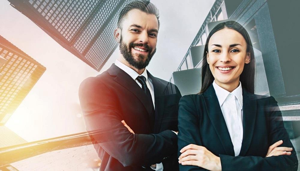 5268433064222766 double-exposure-photo-happy-business-couple-full-suits-with-crossed-arms-looking-camera-cityscape-background